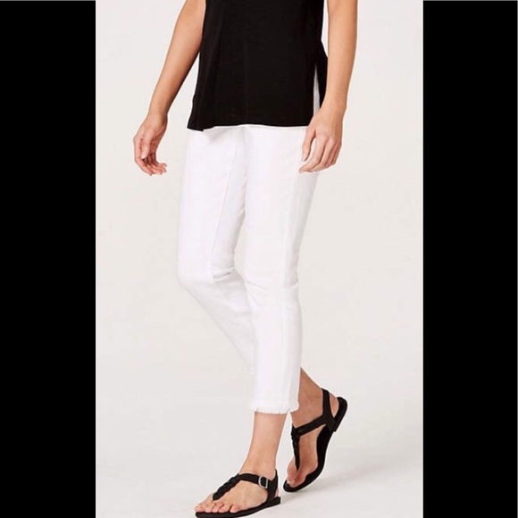 J. Jill Denim - J Jill White Fringed Capri Pants